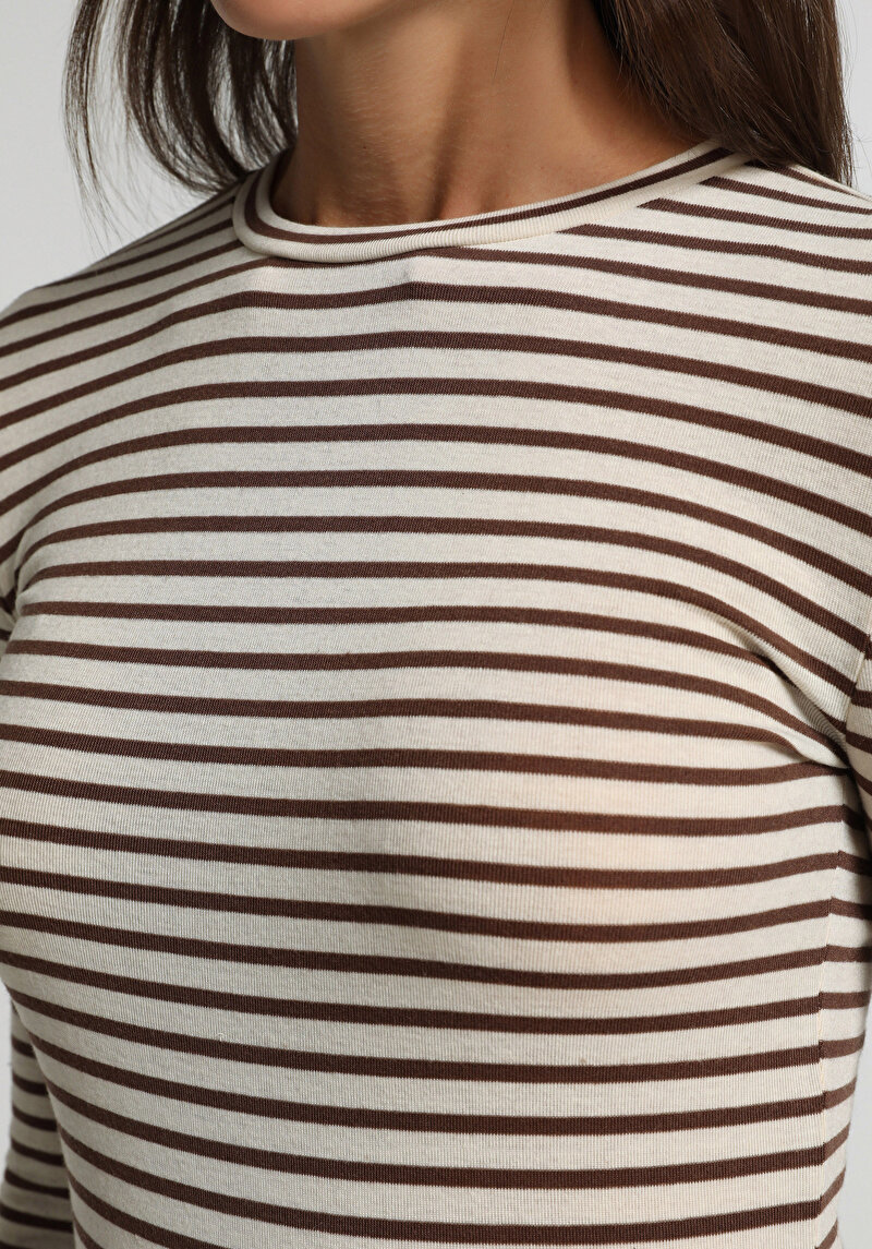 Slim Fit   Kadın Kahverengi  Tişört