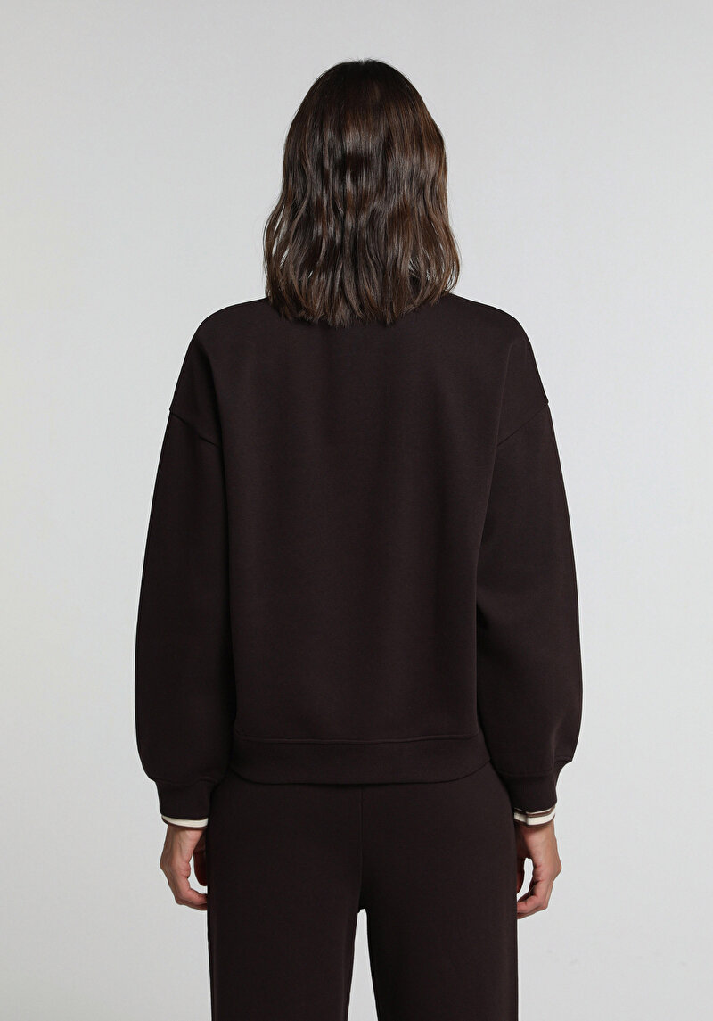 Regular Fit Yuvarlak Yaka Baskılı Kadın Mor Sweatshirt