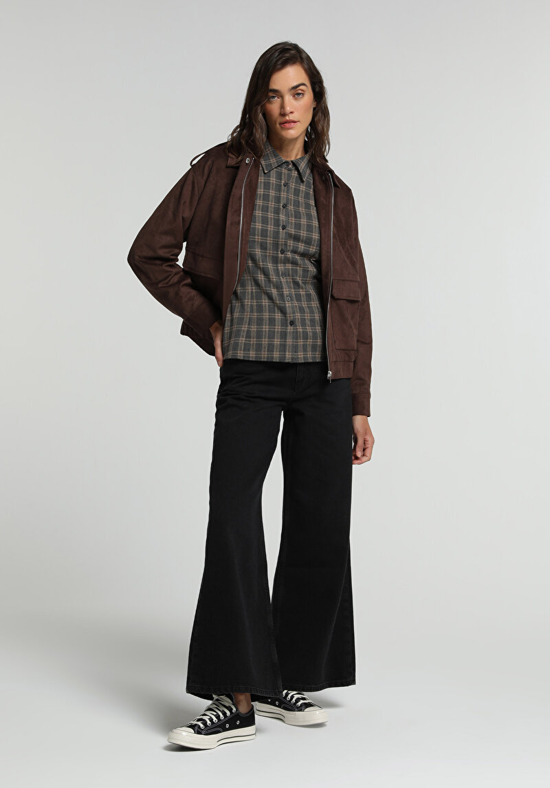 Super Wide Leg Fit   Kadın Black Black Denim Jean Pantolon