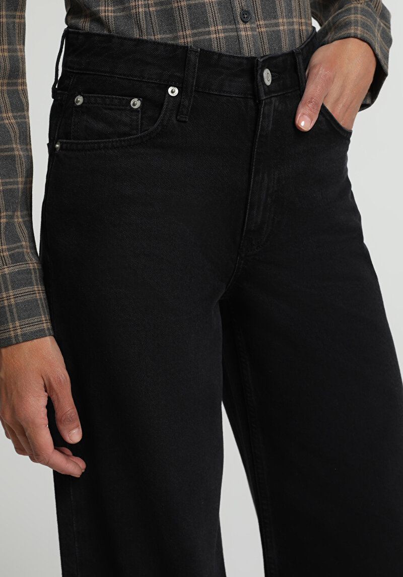 Super Wide Leg Fit   Kadın Black Black Denim Jean Pantolon