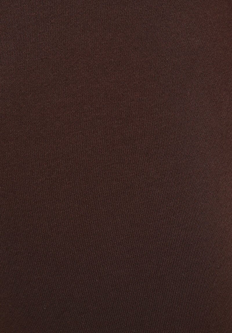 Slim Fit Orta Bel Düz Kadın Kahverengi Eşofman Altı