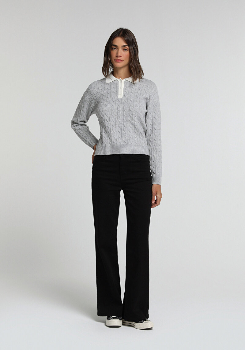 High Rise Super Flare Fit   Kadın Black Black Denim Jean Pantolon
