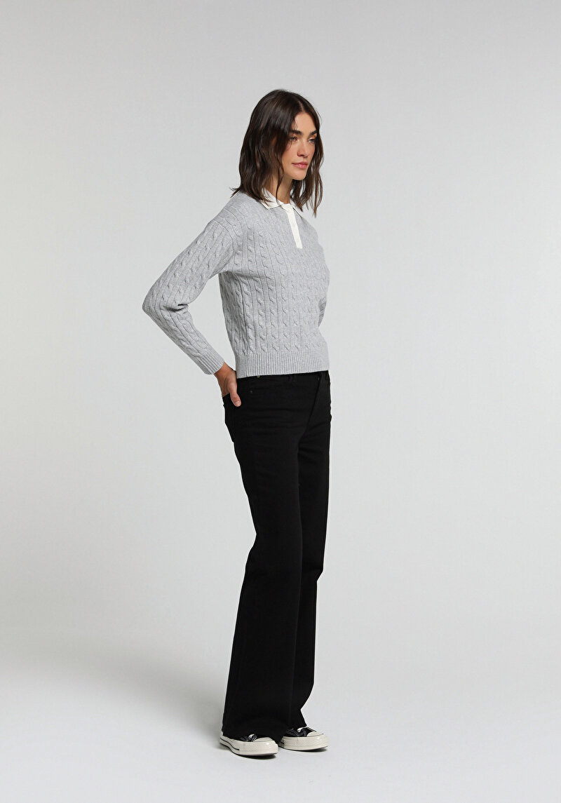 High Rise Super Flare Fit   Kadın Black Black Denim Jean Pantolon