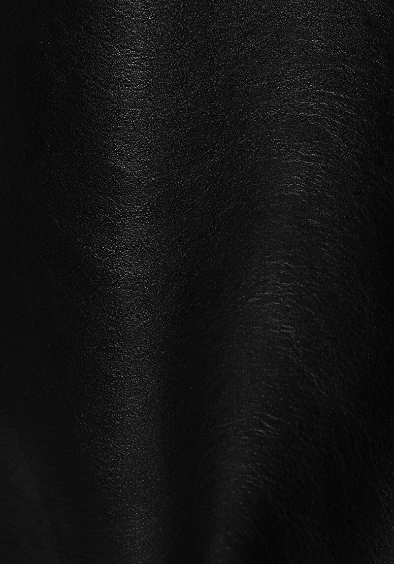 Regular Fit High Neck Fermuarlı Astarlı Kapamalı Kadın Siyah Mont Pu