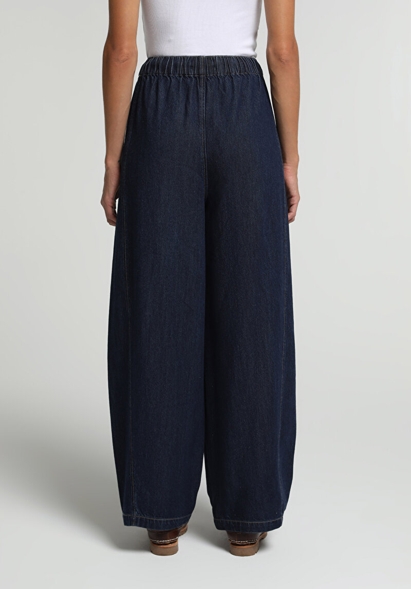 Loose Fit   Kadın Dark İndigo Denim Jean Pantolon