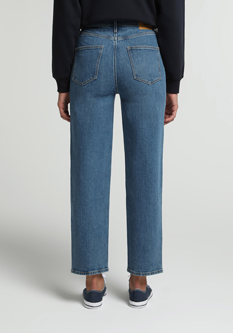 Slim Tapered Fit   Kadın Light İndigo Denim Jean Pantolon