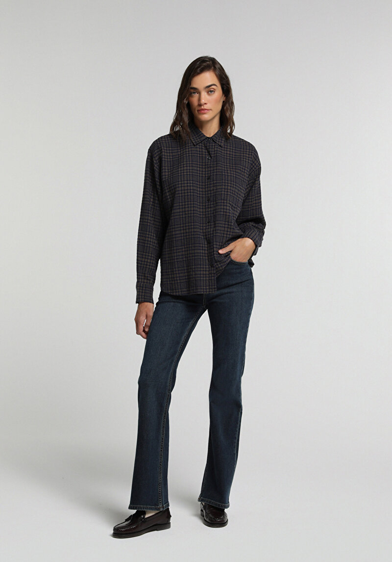 Flare Fit   Kadın Over Dyed Denim Jean Pantolon