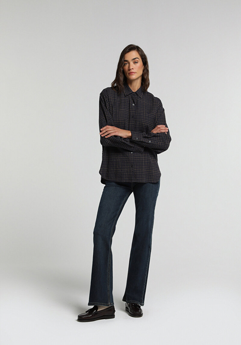 Flare Fit Kadın Over Dyed Denim Jean Pantolon