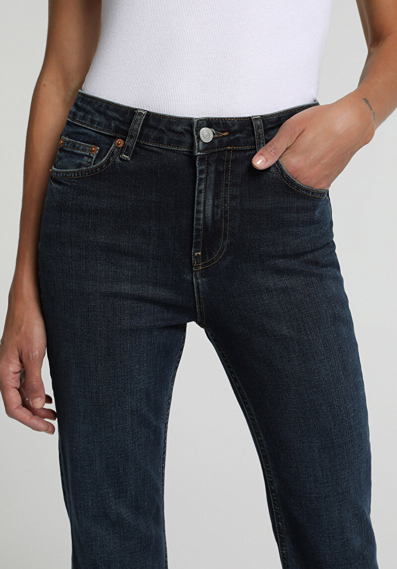 Flare Fit   Kadın Over Dyed Denim Jean Pantolon