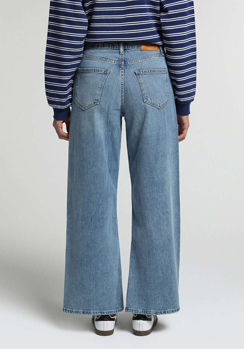 Wide Leg Fit   Kadın Black Denim Jean Pantolon