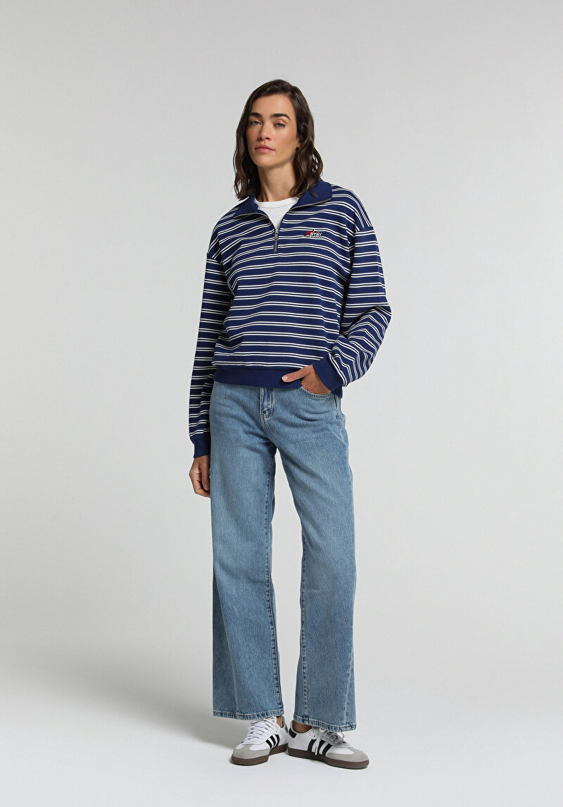Wide Leg Fit   Kadın Black Denim Jean Pantolon