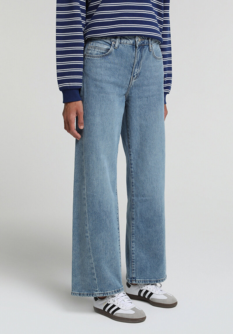 Wide Leg Fit   Kadın Black Denim Jean Pantolon