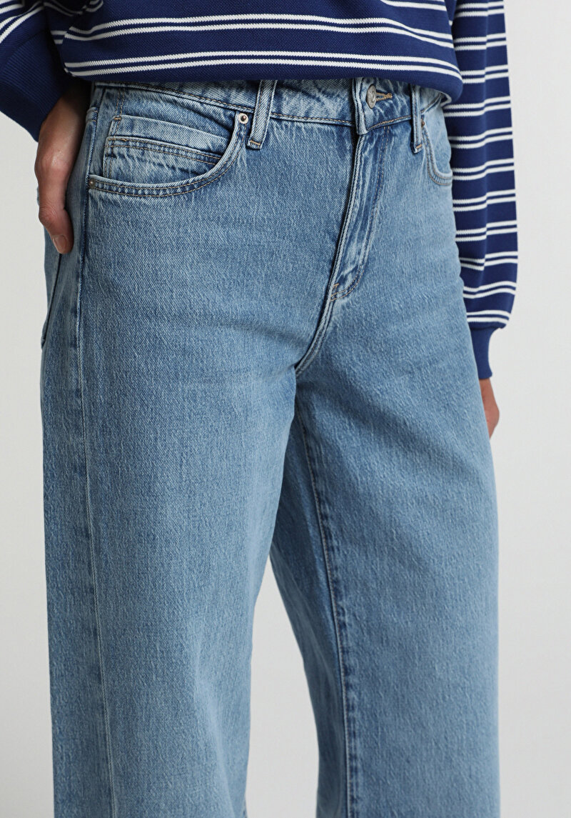 Wide Leg Fit   Kadın Black Denim Jean Pantolon