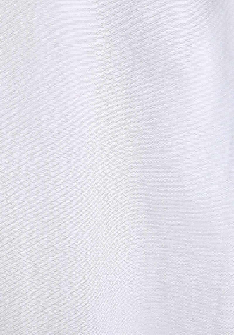 Boyfriend Fit Shirt Neck Düz Kadın Beyaz Uzun Kol Gömlek
