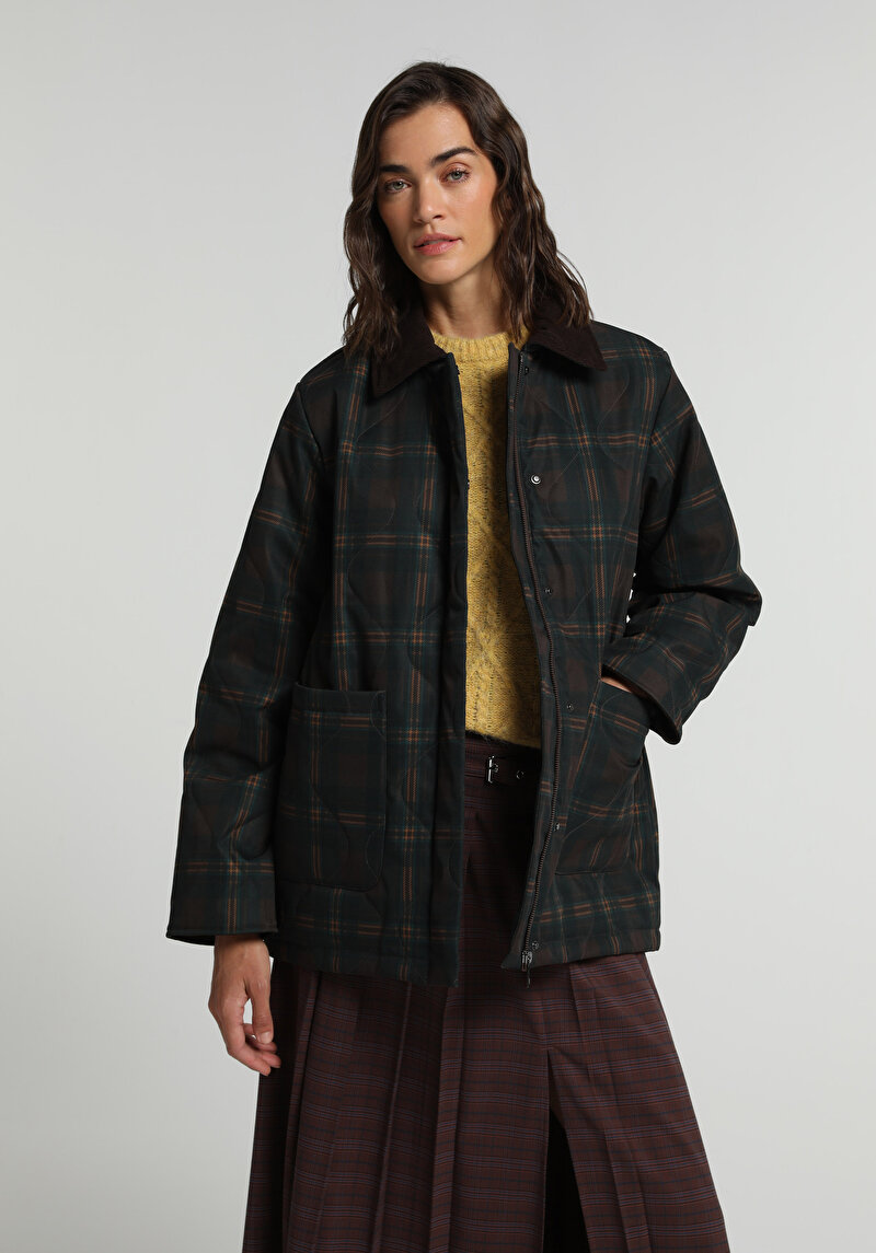 Regular Fit Shirt Neck Fermuarlı Astarlı Suya Dayanıklı Kadın Kahverengi Mont