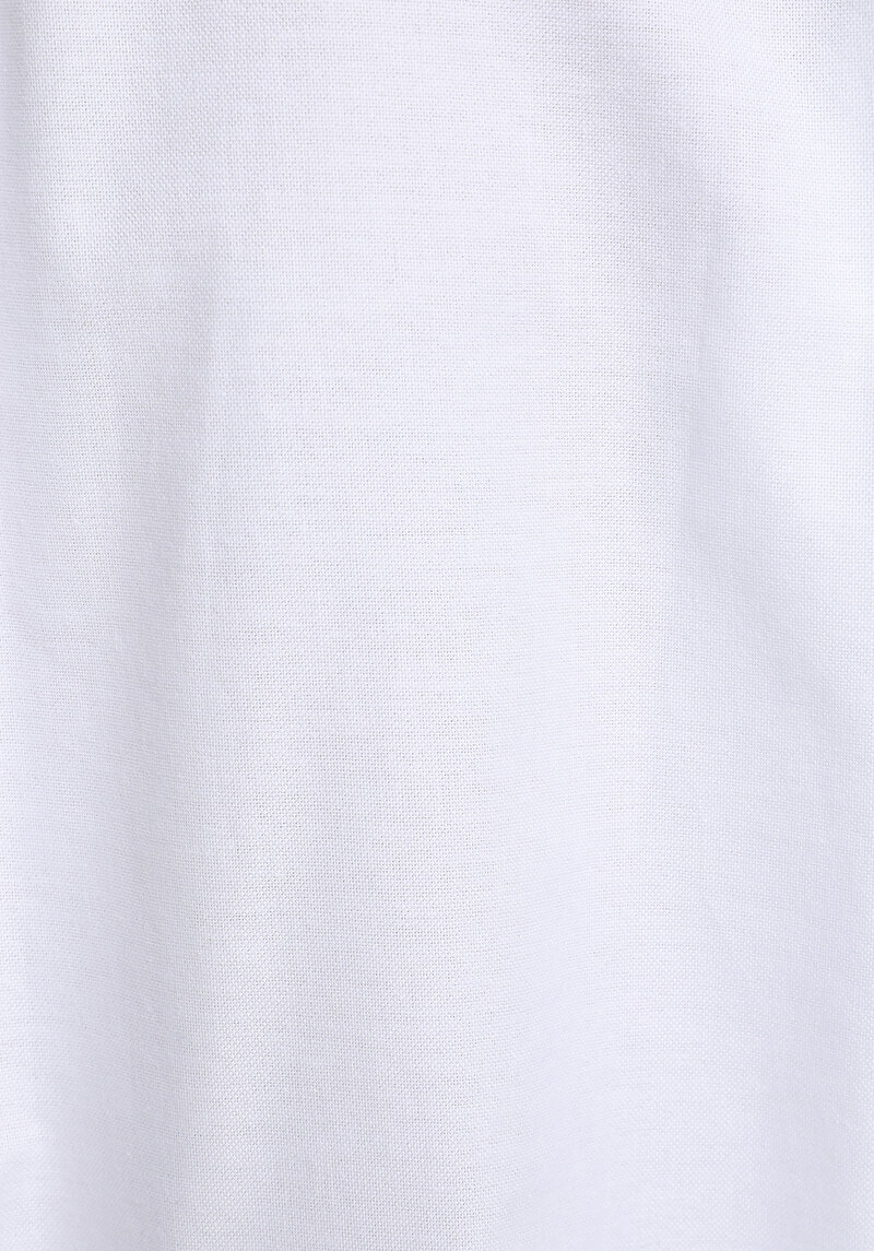 Boyfriend Fit Shirt Neck Düz Kadın Beyaz Uzun Kol Gömlek