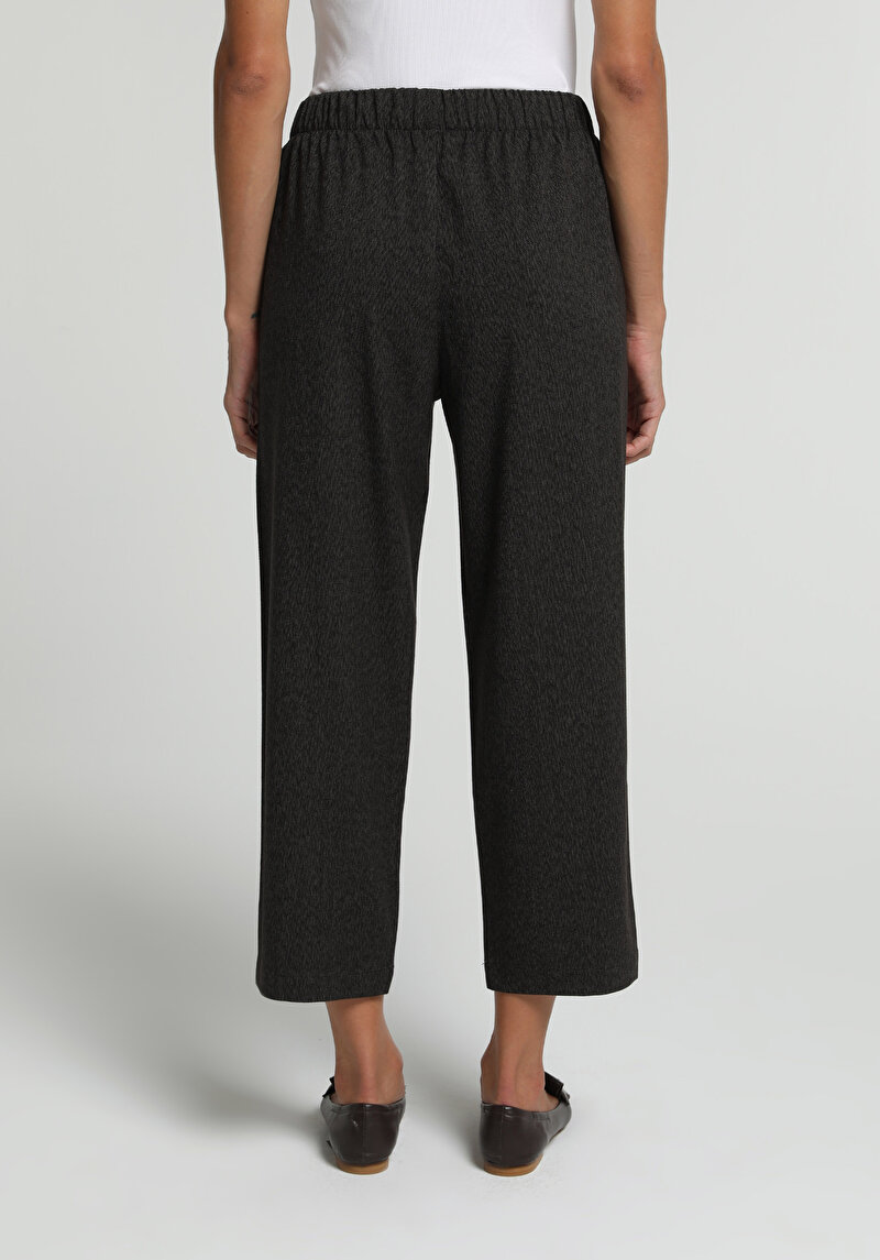 Regular Fit Yüksel Bel Geniş Paça Kadın Antrasit Pantolon