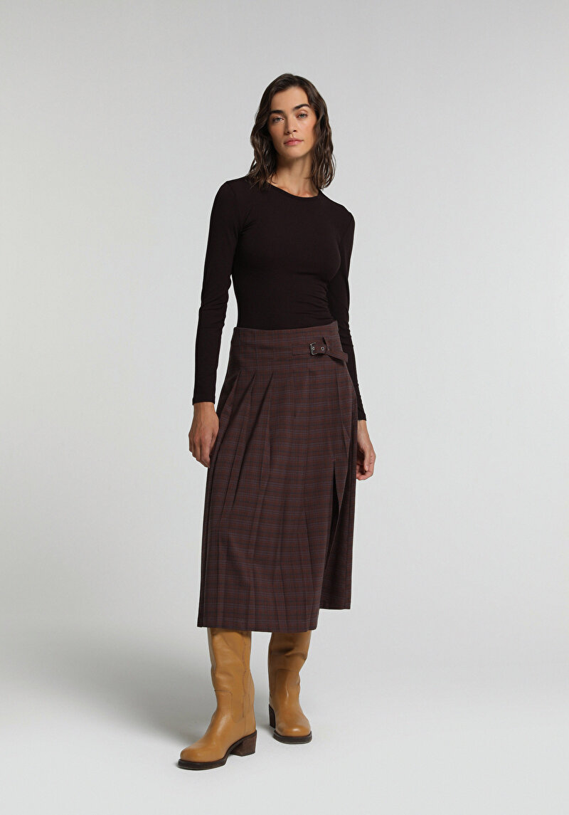 Slim Fit Yuvarlak Yaka Düz Kadın Mor Uzun Kol Tişört