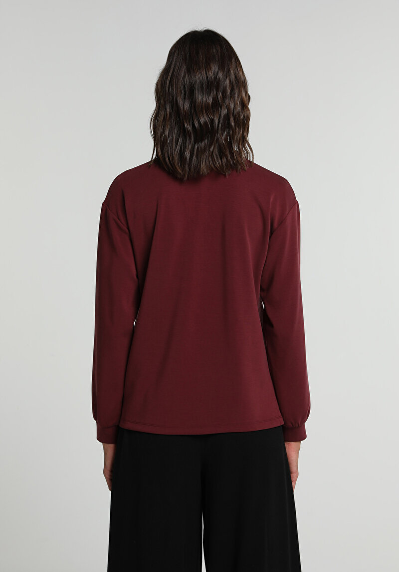 Regular Fit Kadın Bordo Tişört
