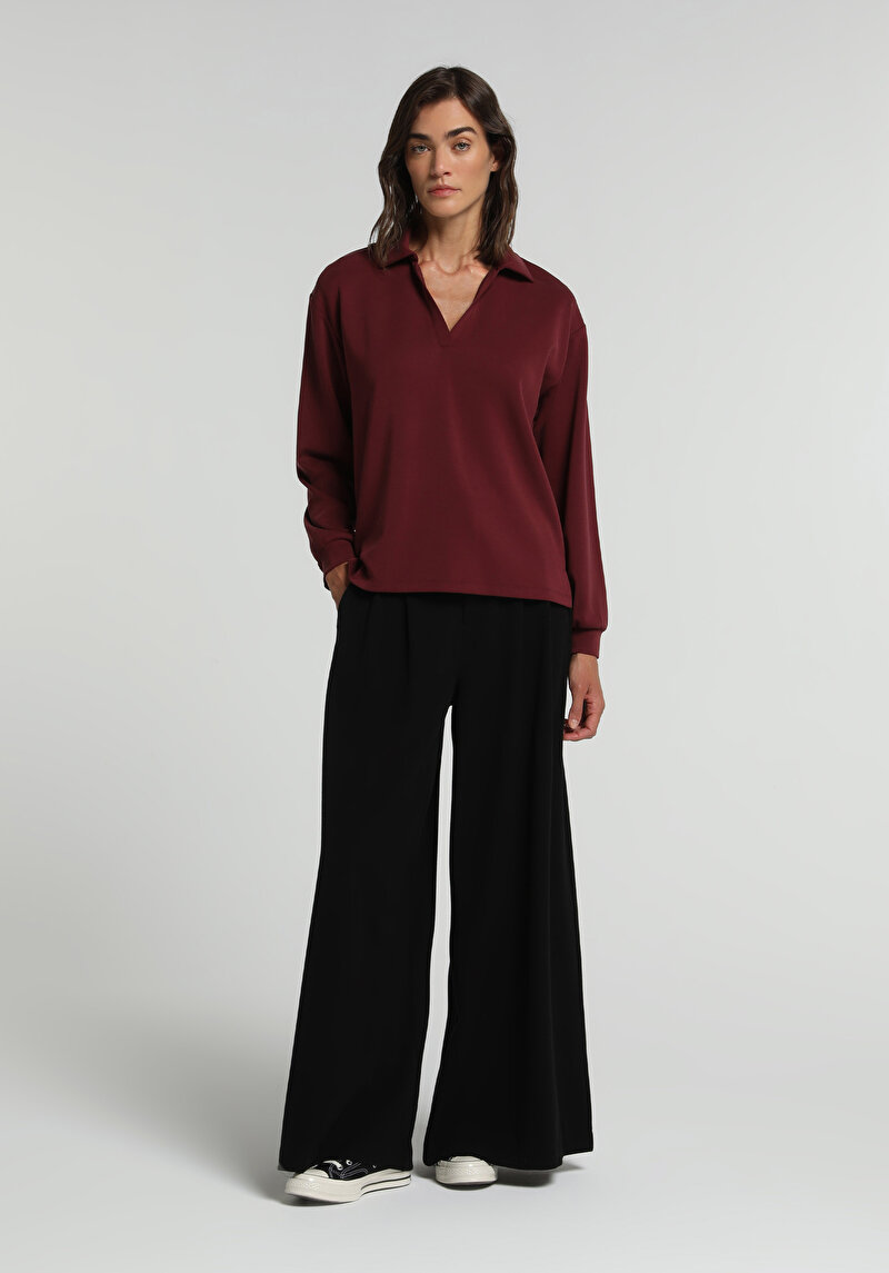 Regular Fit Kadın Bordo Tişört