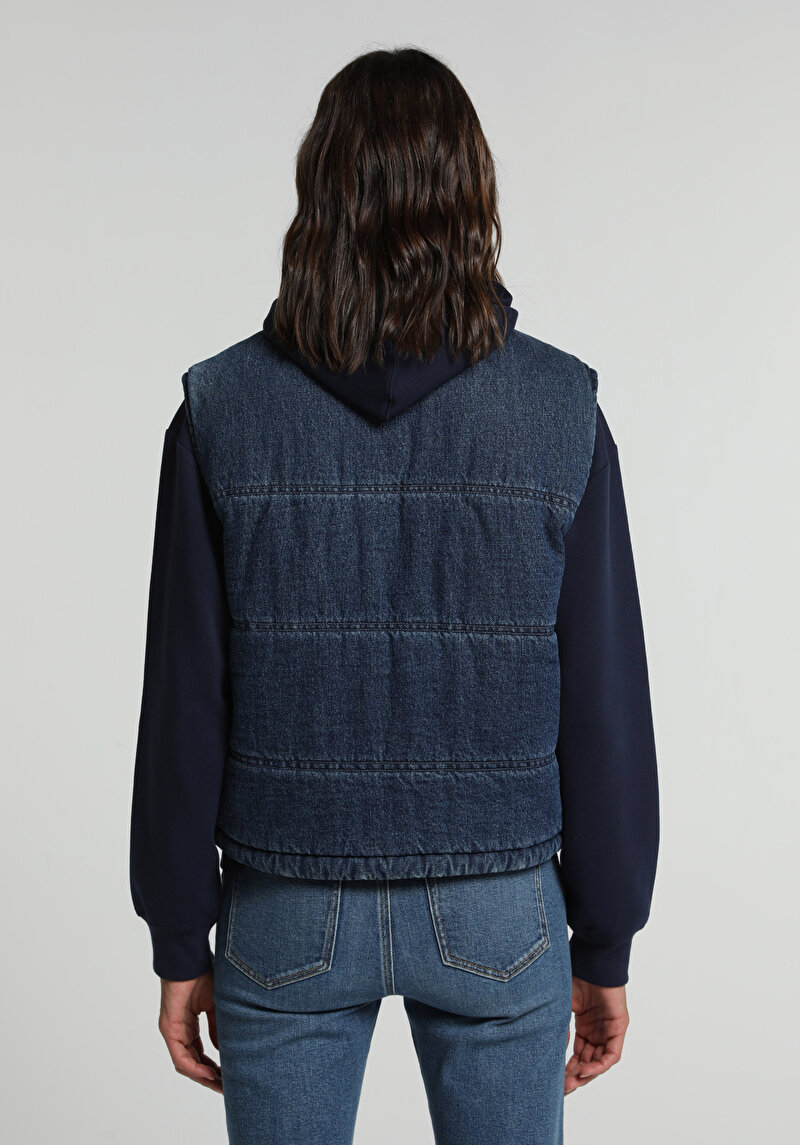 Regular Fit     Kadın Dark İndigo Denim Yelek