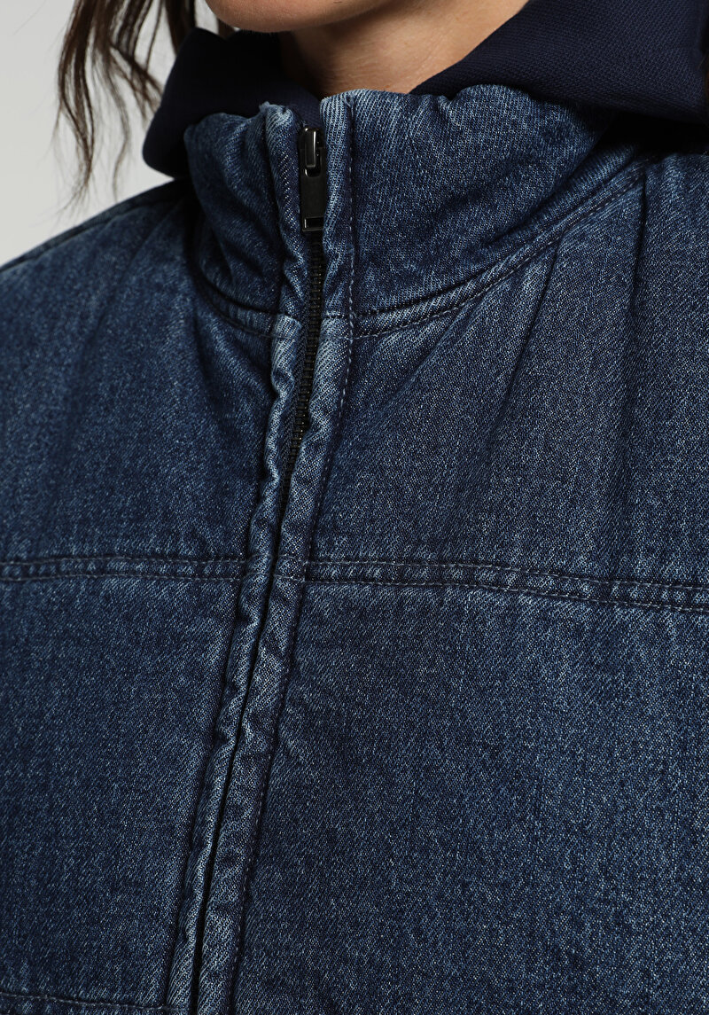 Regular Fit Kadın Dark İndigo Denim Yelek