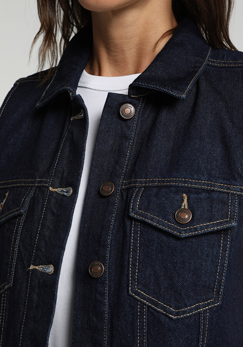 Regular Fit Kadın Dark İndigo Denim Yelek