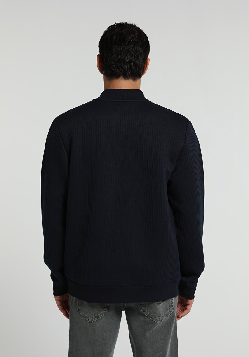 Slim Fit Fermuarlı Erkek Lacivert Ceket