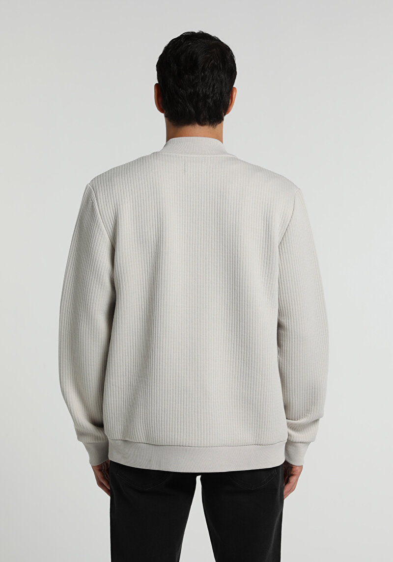 Slim Fit Fermuarlı Erkek Taş Ceket