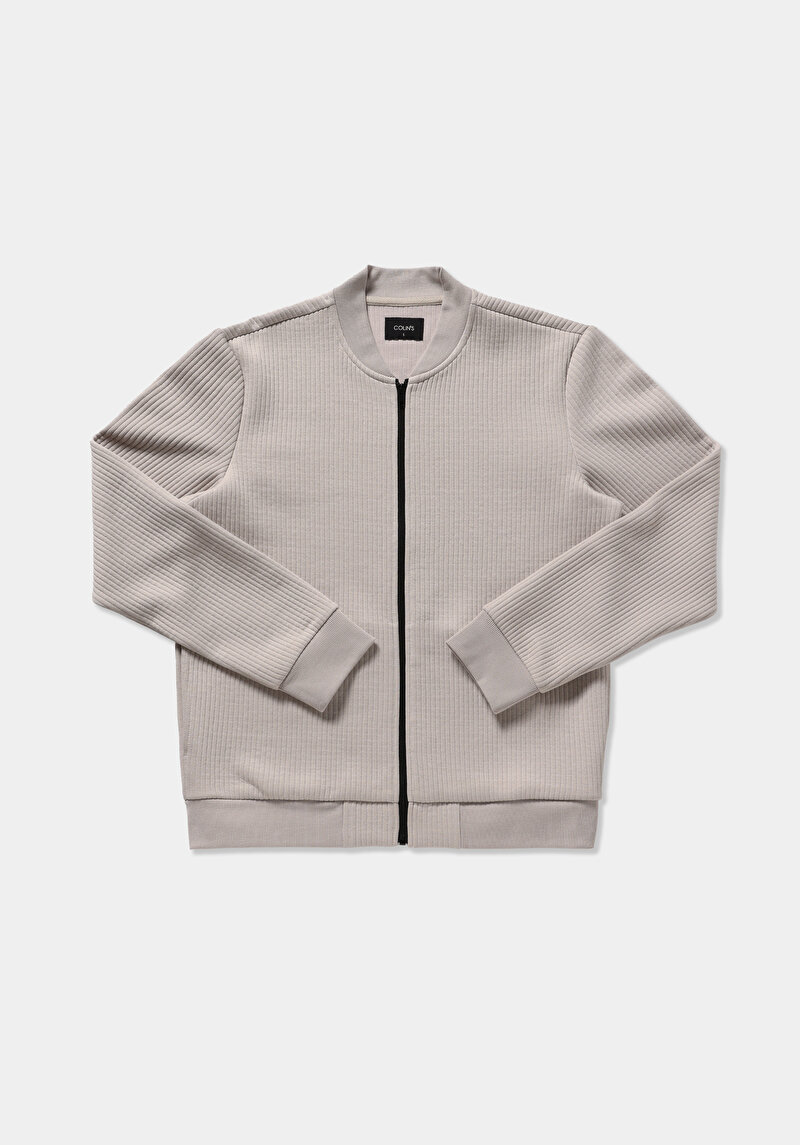 Slim Fit Fermuarlı   Erkek Taş Ceket
