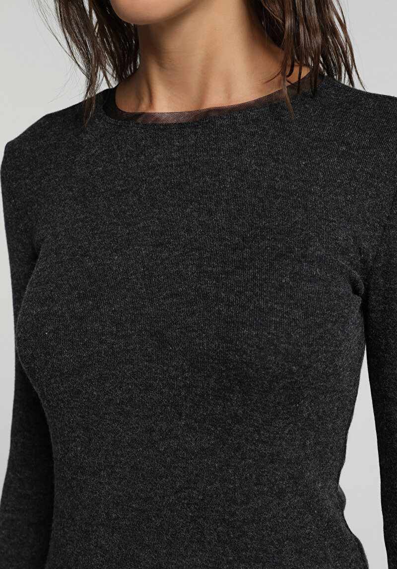 Slim Fit Kadın Siyah Tişört