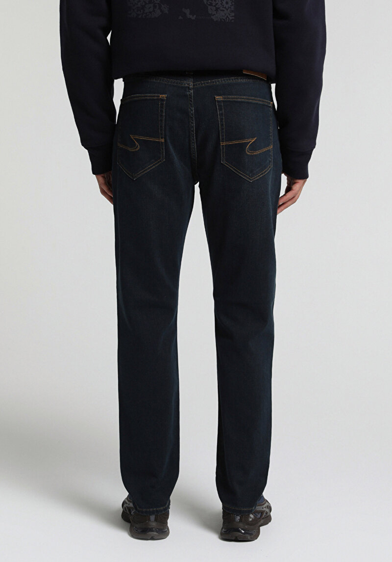 Slim Tapered Fit Erkek Blue Black Denim Jean Pantolon