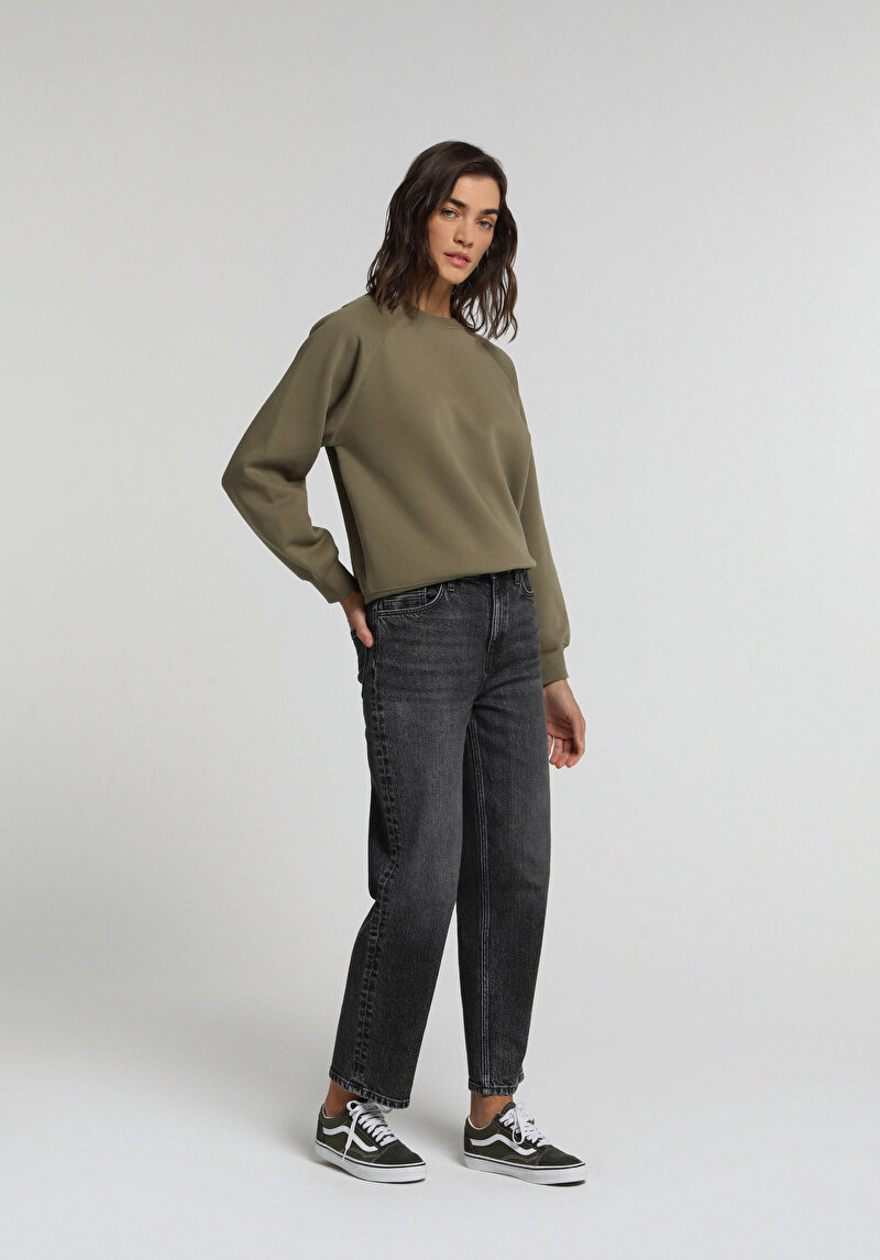 Slim Tapered Fit   Kadın Black Denim Jean Pantolon