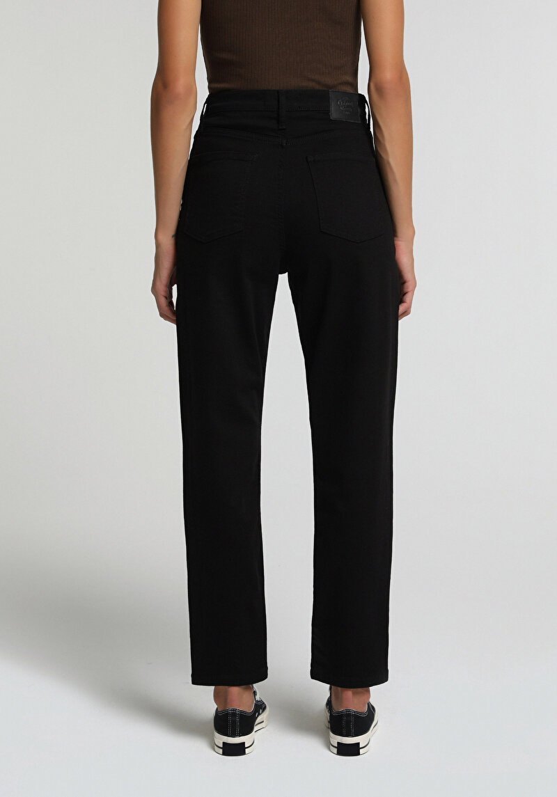 Mom Fit Kadın Black Black Denim Jean Pantolon