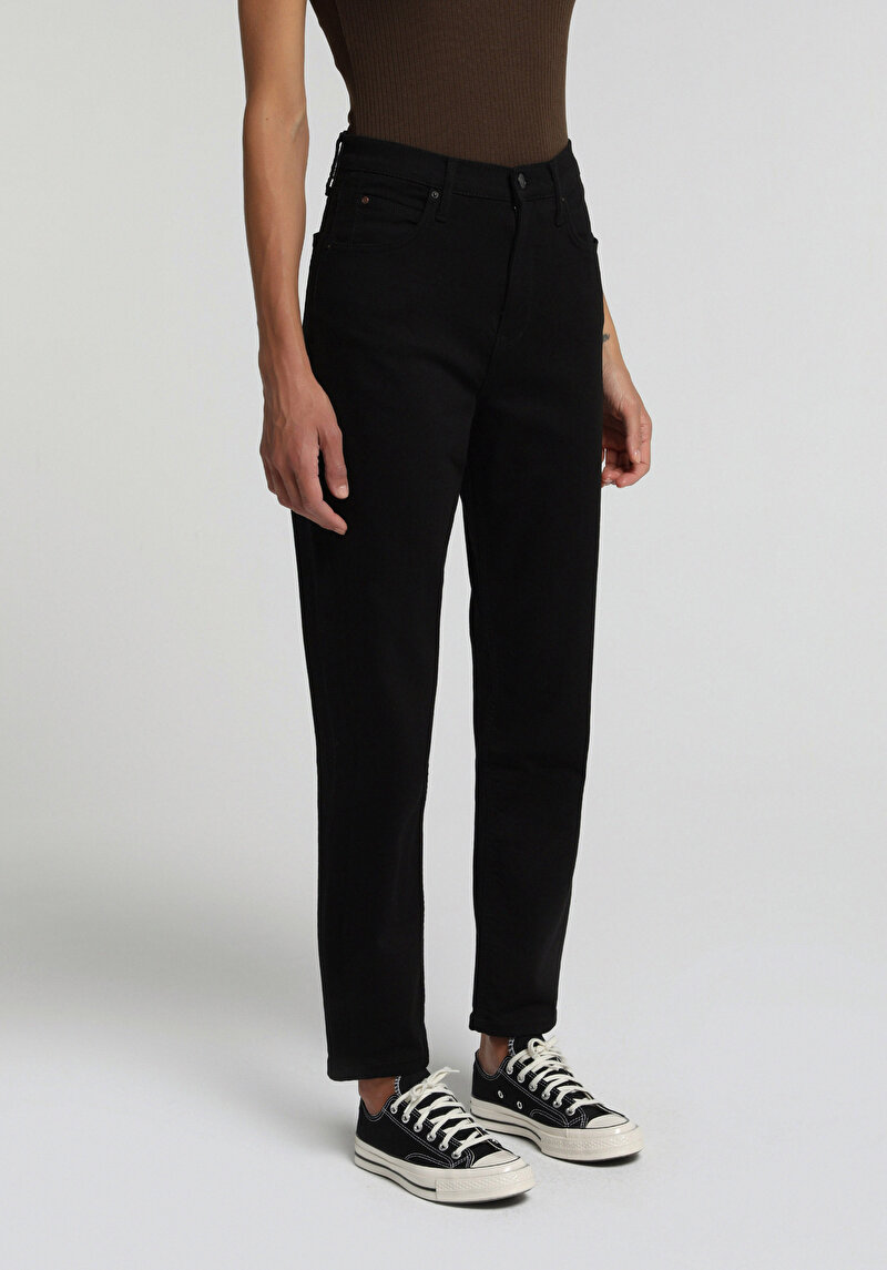 Mom Fit   Kadın Black Black Denim Jean Pantolon