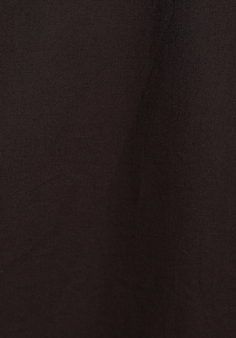 Boyfriend Fit Shirt Neck Düz Kadın Kahverengi Uzun Kol Gömlek