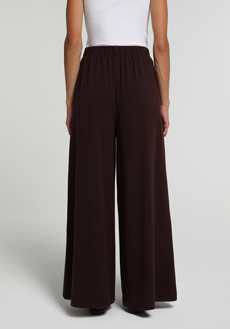 Regular Fit Yüksel Bel Geniş Paça Kadın Mor Pantolon
