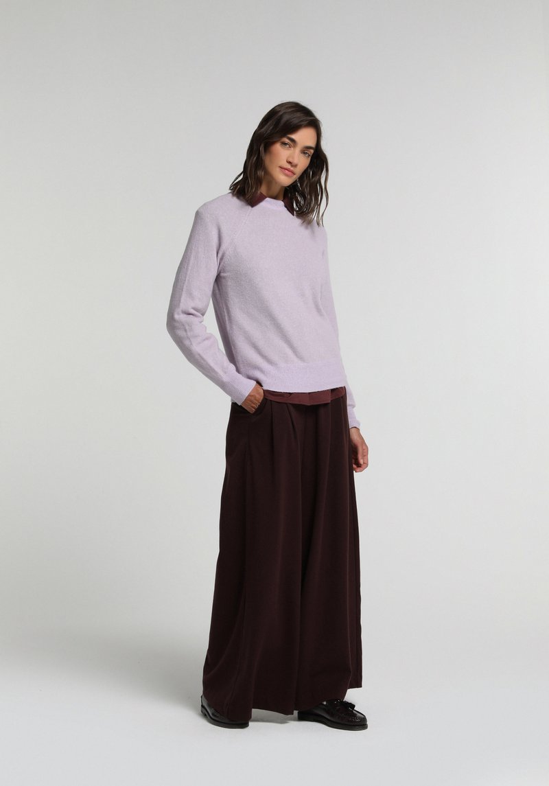 Regular Fit Yüksel Bel Geniş Paça Kadın Mor Pantolon