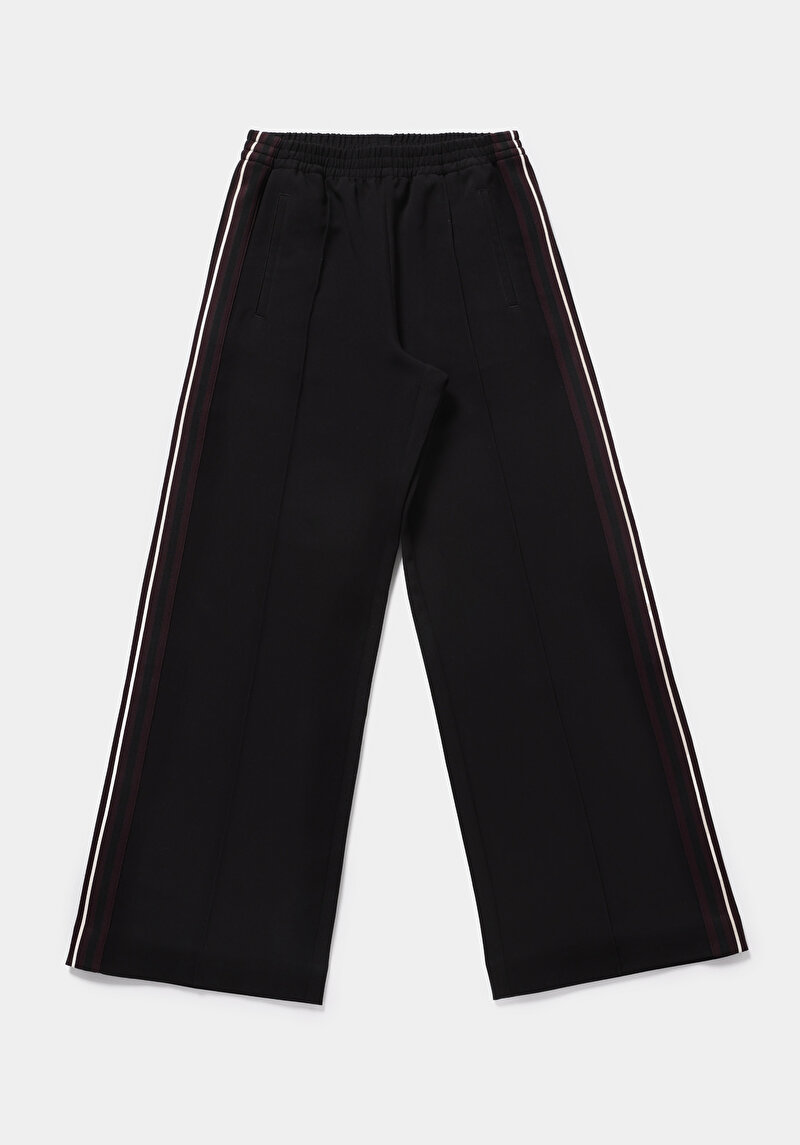 Regular Fit Yüksel Bel Geniş Paça Kadın Siyah  Pantolon