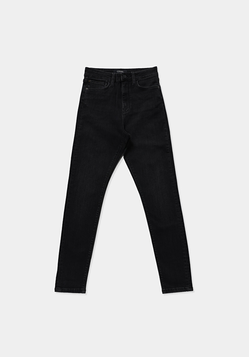 High Rise Super Skinny Fit   Kadın Black Black Denim Jean Pantolon