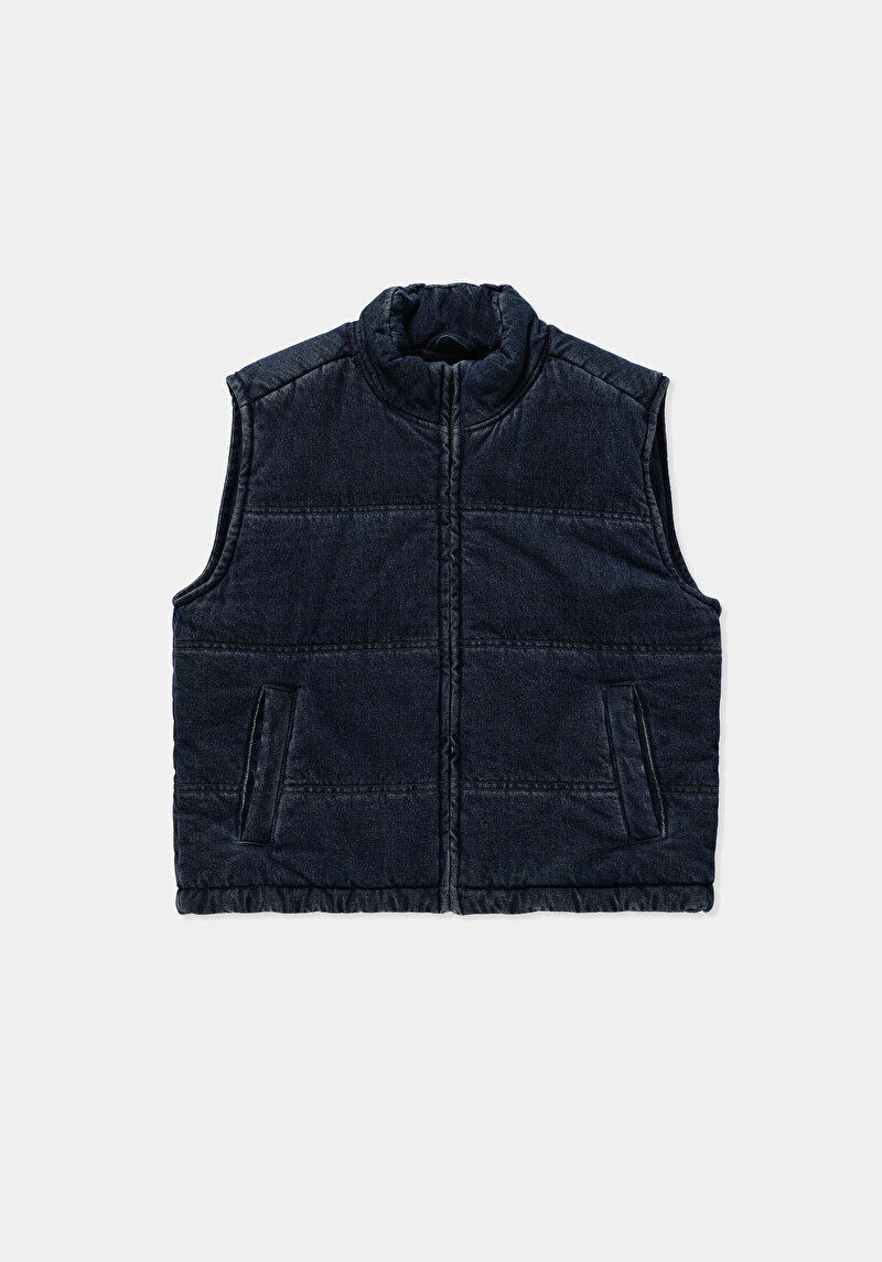 Regular Fit     Kadın Dark İndigo Denim Yelek