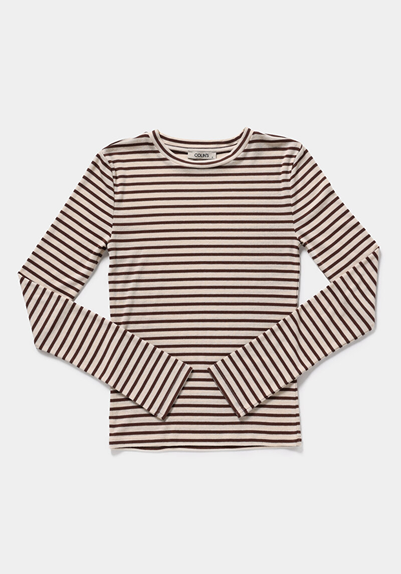 Slim Fit   Kadın Kahverengi  Tişört