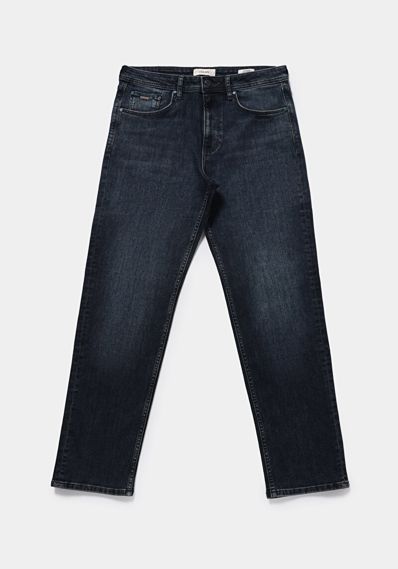 Loose Straight Fit   Erkek Blue Black Denim Jean Pantolon