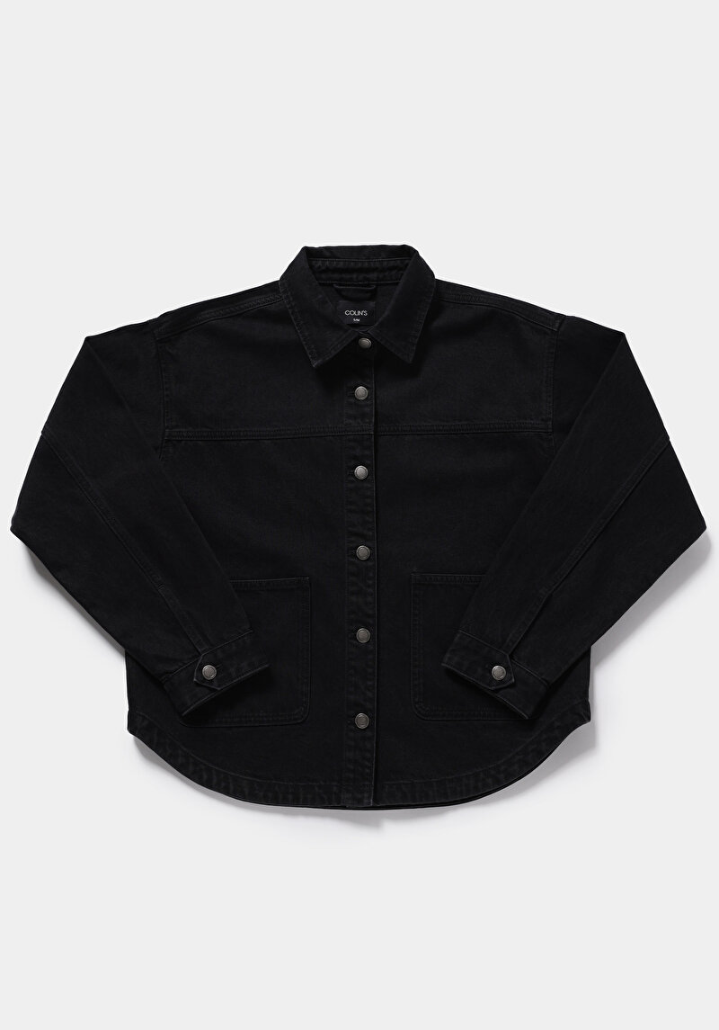Oversize Fit   Kadın Black Black Denim Shacket