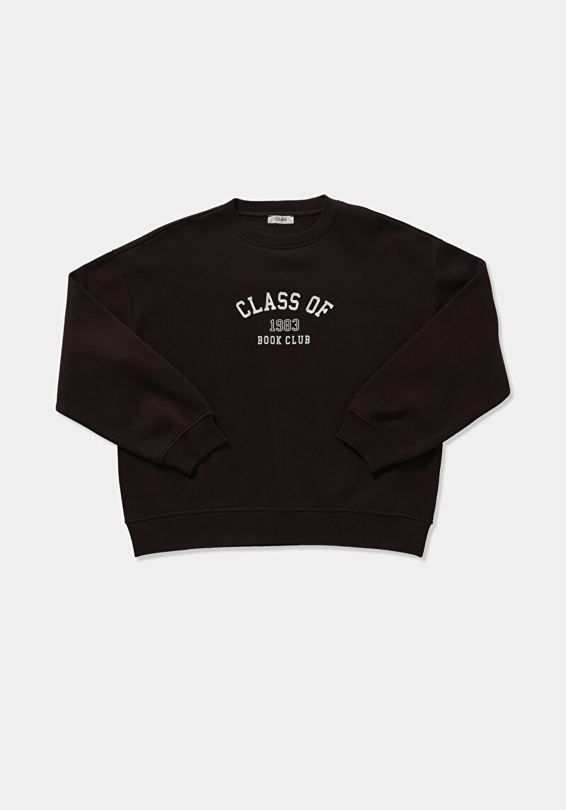 Regular Fit Yuvarlak Yaka Baskılı Kadın Mor Sweatshirt