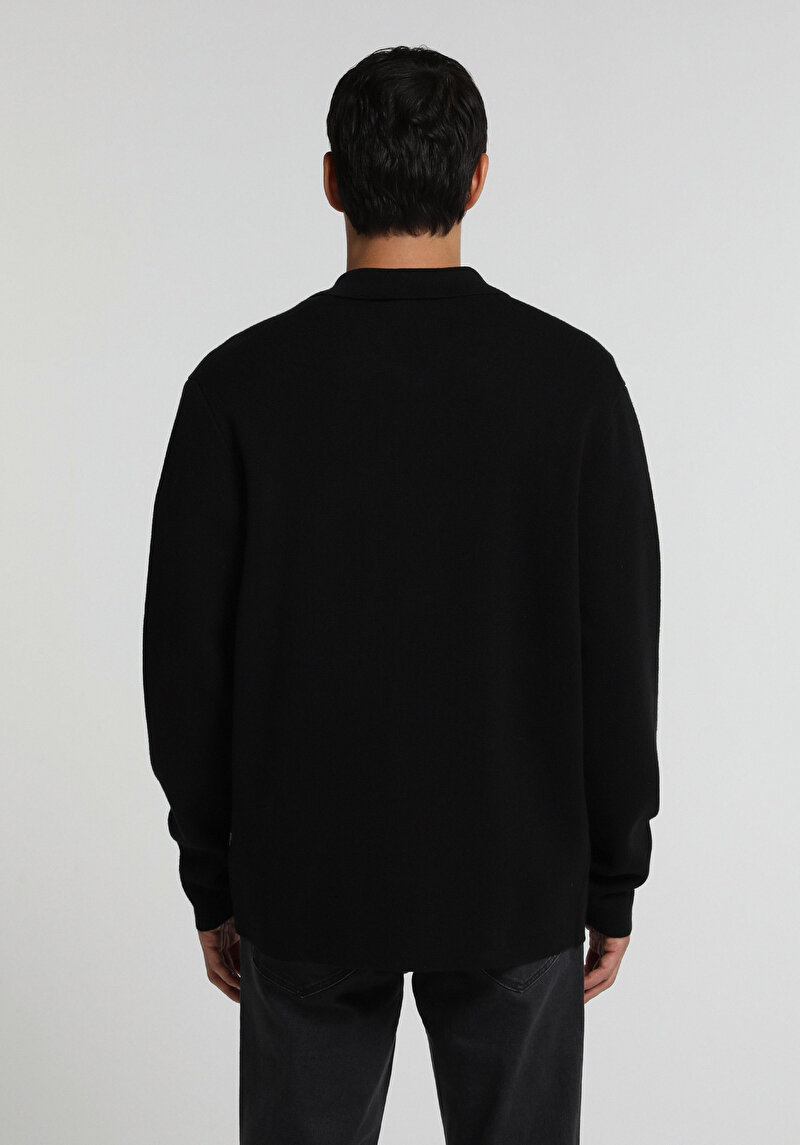 Regular Fit Erkek Siyah Hırka
