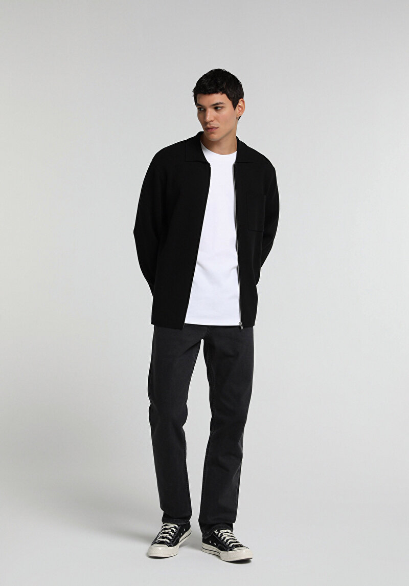 Regular Fit   Erkek Siyah Hırka