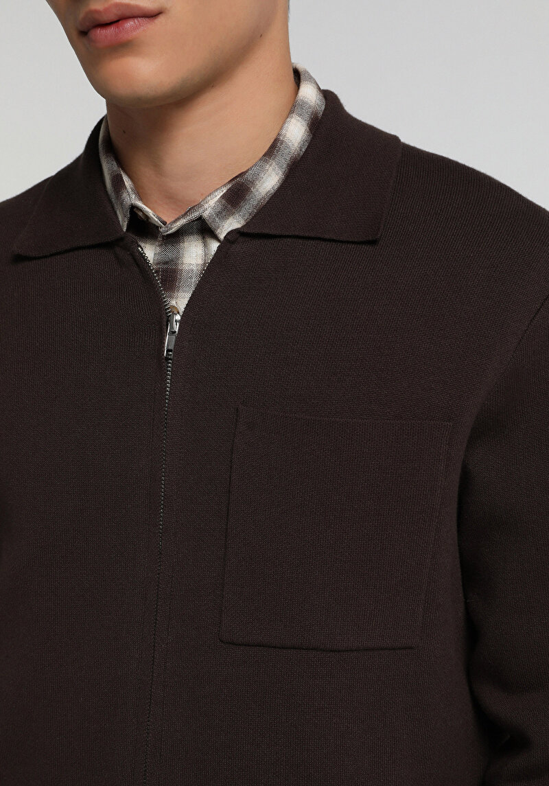 Regular Fit   Erkek Kahverengi Hırka