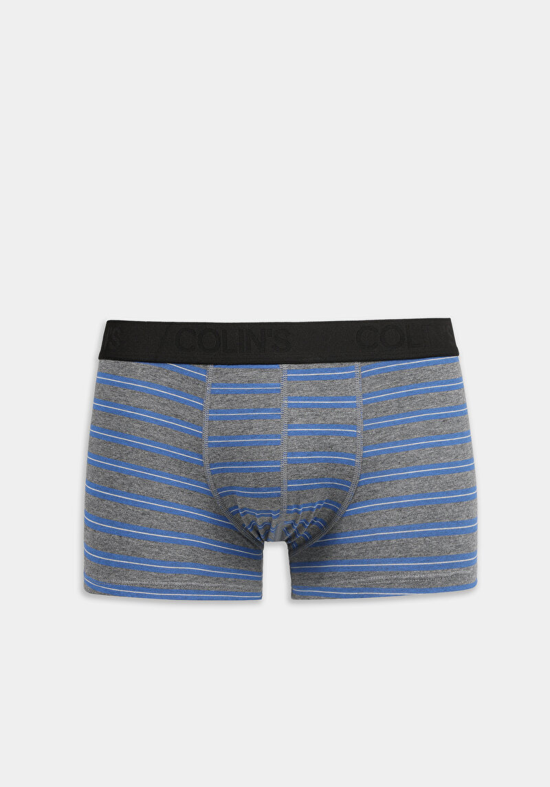 Trunk Fit Çizgili Erkek Gri Boxer