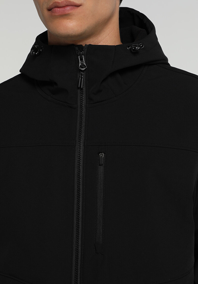 Regular Fit Erkek Siyah Yağmurluk